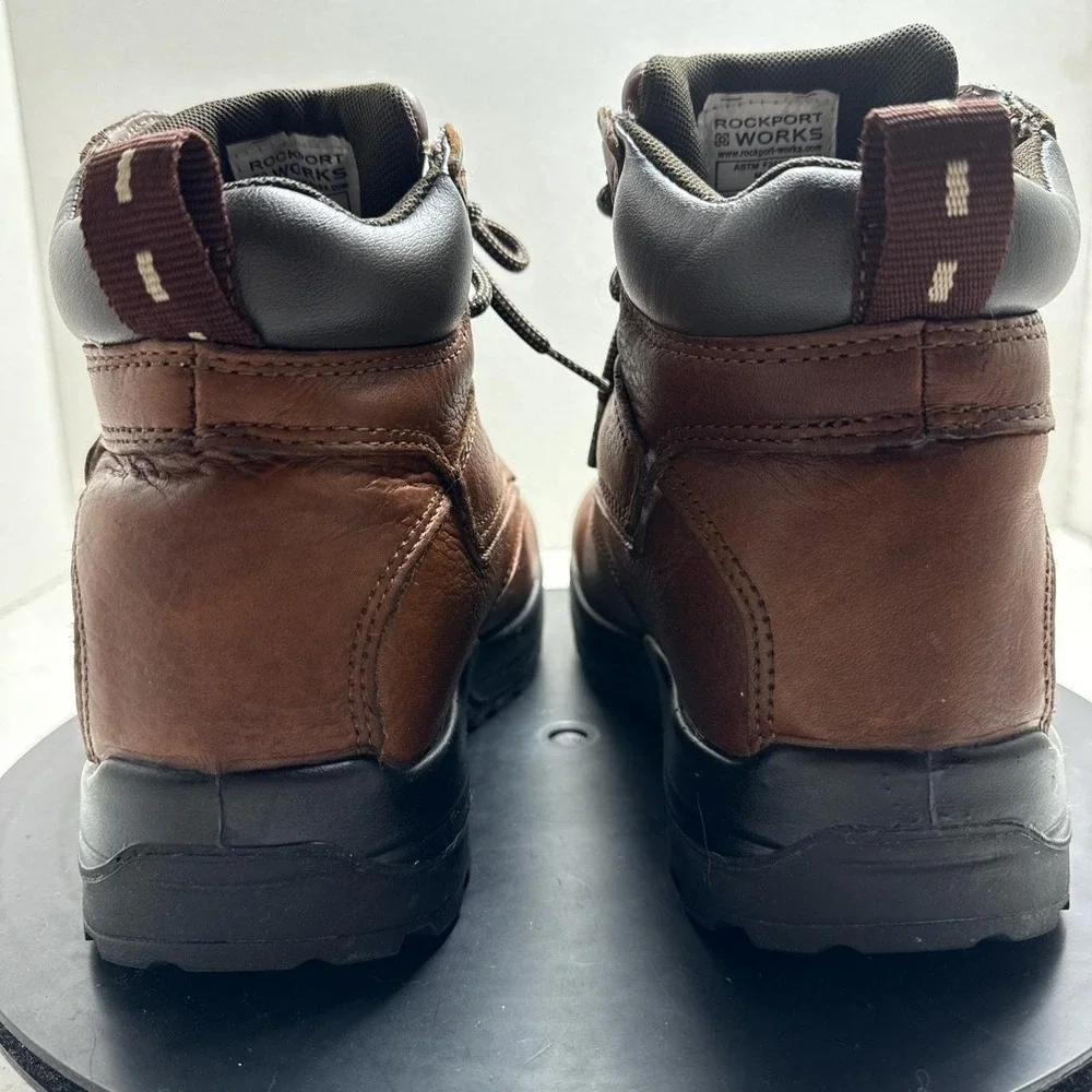 Rockport Works RK6628 Brown Leather Waterproof Composite Toe Work Boots Mens 7M
